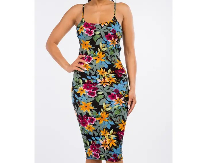 Floral Tie Back Midi Dress