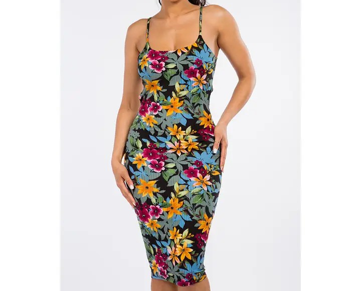 Floral Tie Back Midi Dress