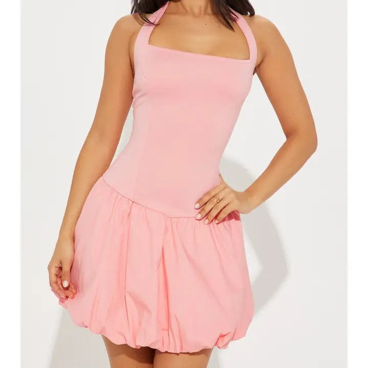 Halter Neck Ballon Mini Dress