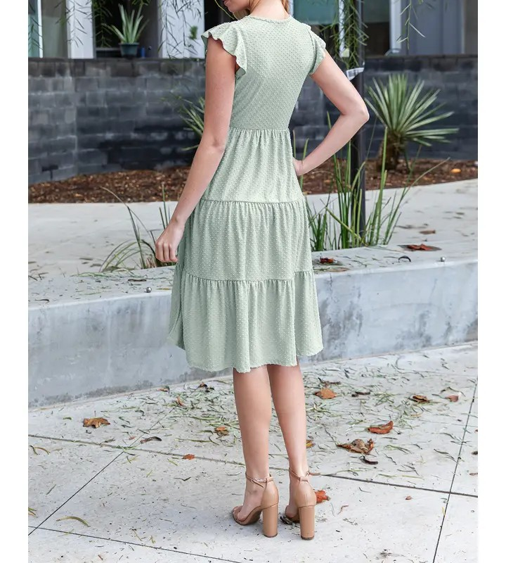 Ruffle Cap Sleeve Tiered Dress