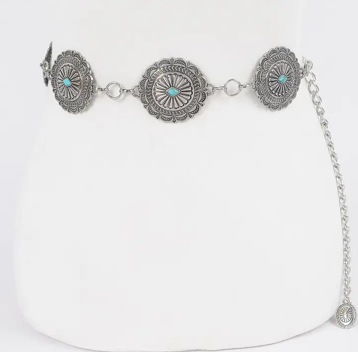 Western Style Metal Chain Belt