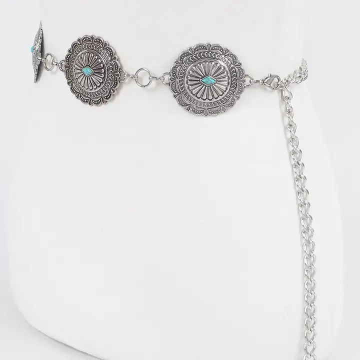 Western Style Metal Chain Belt