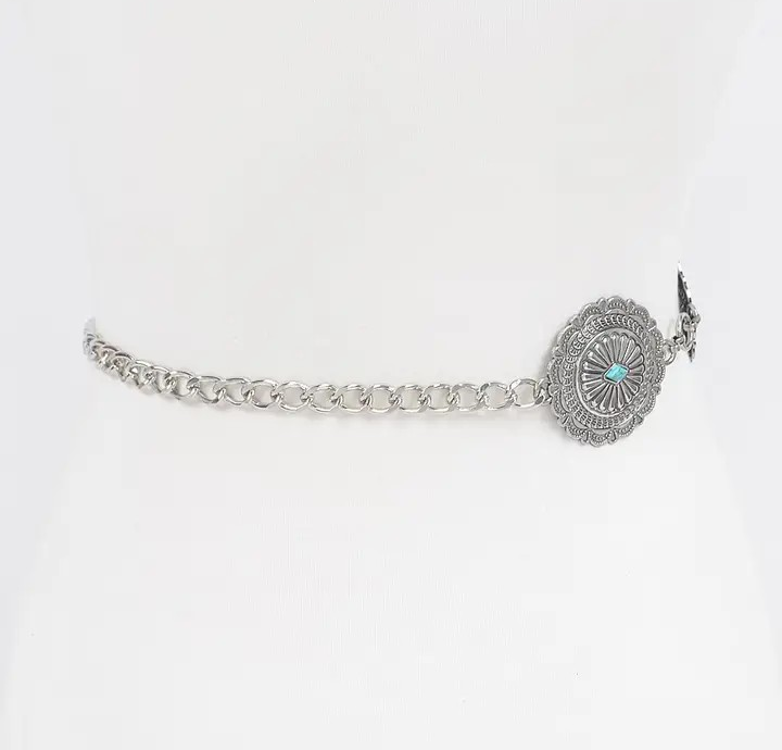 Western Style Metal Chain Belt
