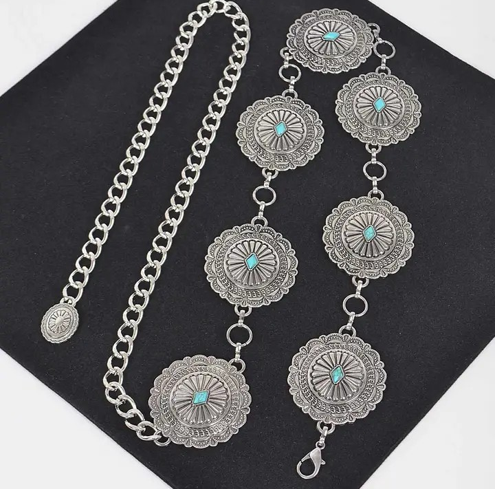 Western Style Metal Chain Belt
