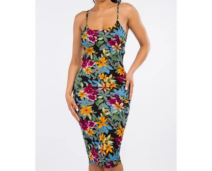 Floral Tie Back Midi Dress
