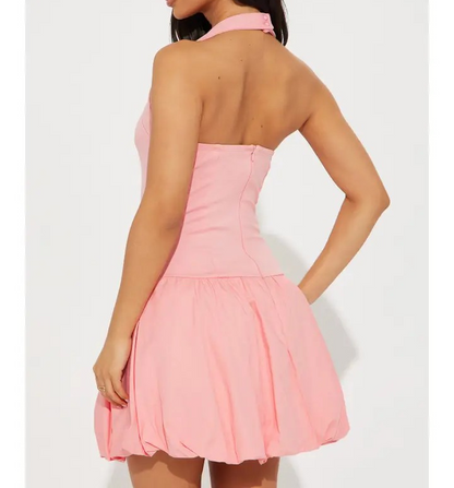 Halter Neck Ballon Mini Dress
