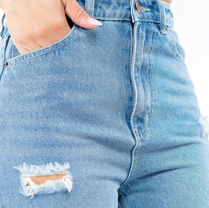 High Waist Distressed Wide Leg JEANS